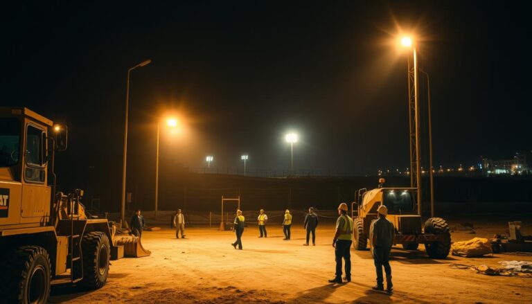 Como garantir iluminação contínua em grandes obras noturnas